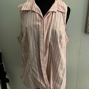 CJ Banks Sleeveless Striped Button-Down Shirt